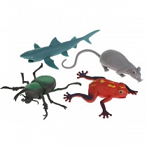 Игрушка пластизоль тянучка акула,жук,лягушка,крыса, 10см в дисплее "Играем вместе" уп-36шт в кор10уп