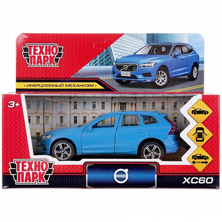 Машина металл VOLVO xc60 r-design матовый синий 12 см, двери, багаж, в кор. Технопарк в кор.2*36шт