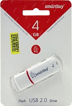 Флэш-диск 4 GB, SMARTBUY Crown, USB 2.0, белый, SB4GBCRW-W