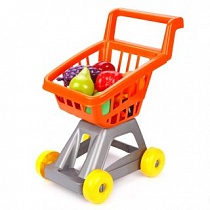 Игрушка Тележка для супермаркета с фруктами и овощами (Материал пластмасса; размер (ДхШхВ) 47 х 25 х