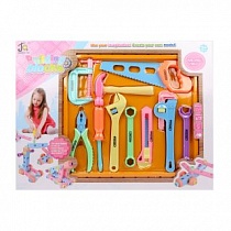 Набор инструментов с конструктором для девочек, 10 предметов, коробка