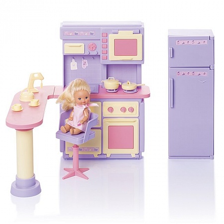 Набор мебели для кукол "Кухня "Маленькая принцесса", цвет: нежно-сиреневый, в/к 31,5*30,5*9 см.