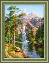 Алмазная живопись Горный водопад 30*40
