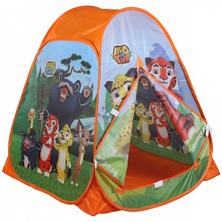 Палатка детская игровая ЛЕО и ТИГ 81х90х81см, в сумке Играем вместе в кор.24шт